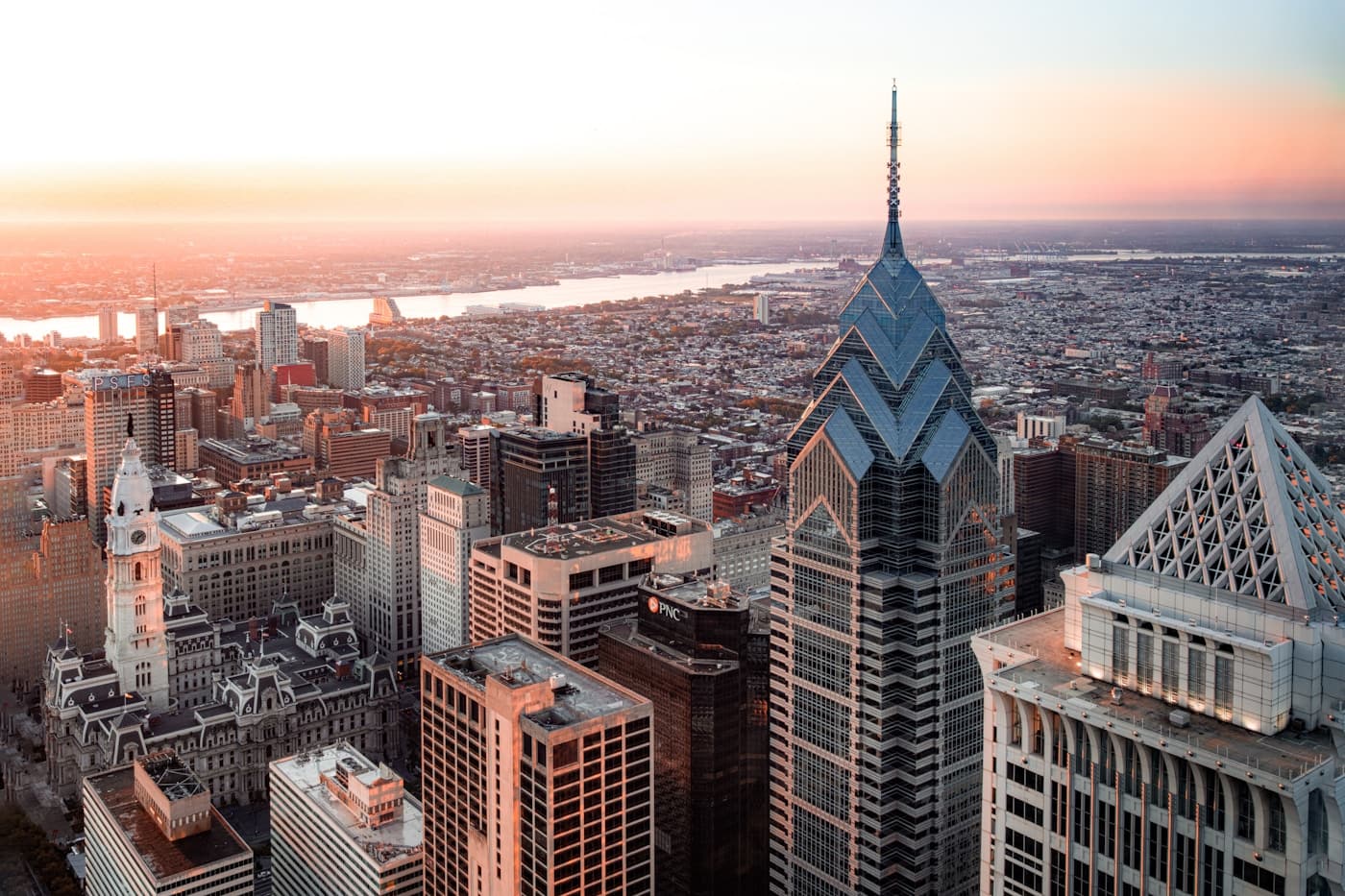 Scenic view of Philadelphia from above in Pennsylvania